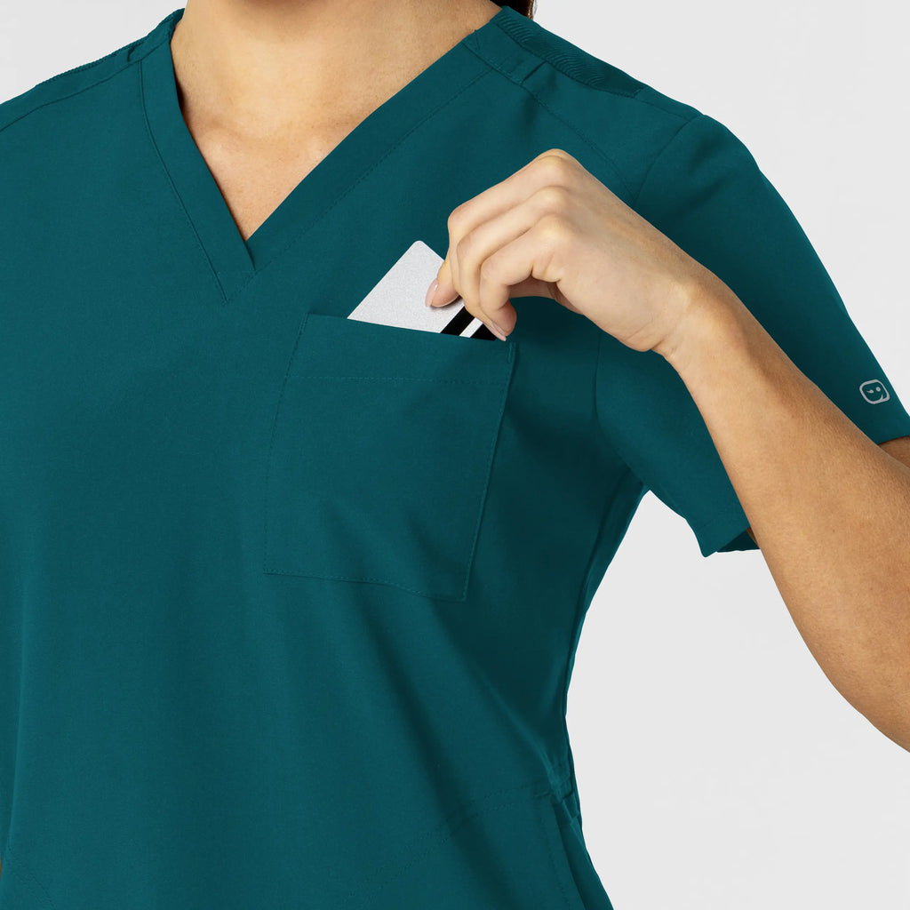 Wink Scrubs Women's W123 Flex-n-Reach V-Neck Scrub Top Caribbean Blue | scrub-supply.com