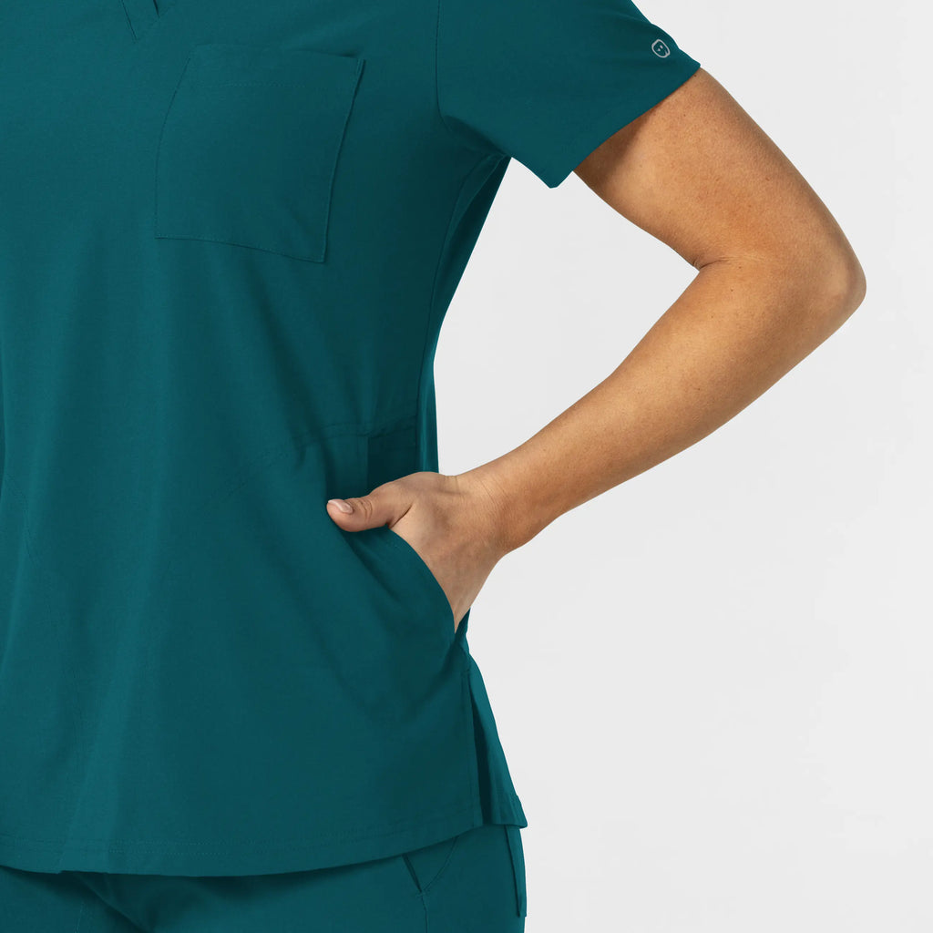 Wink Scrubs Women's W123 Flex-n-Reach V-Neck Scrub Top Caribbean Blue | scrub-supply.com