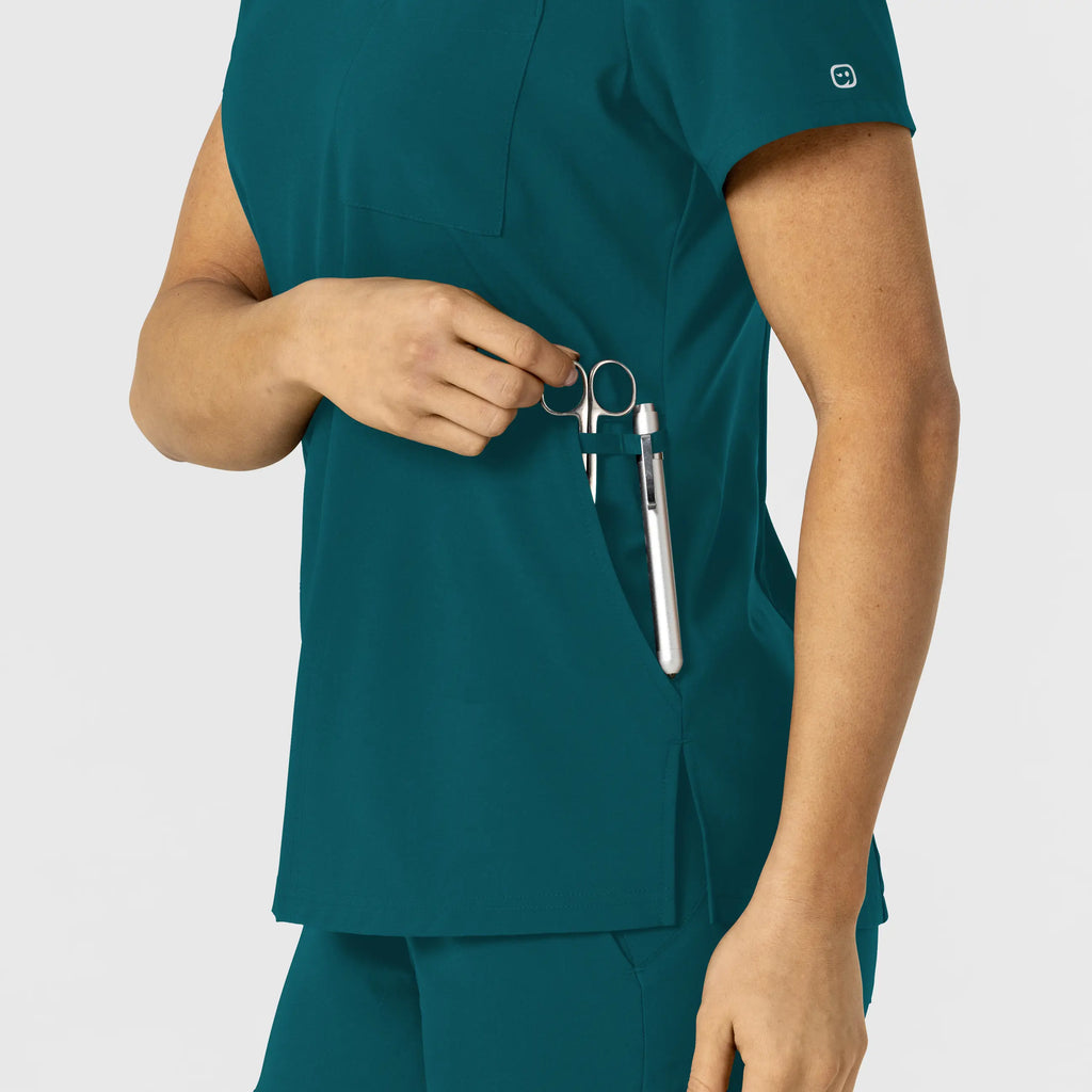 Wink Scrubs Women's W123 Flex-n-Reach V-Neck Scrub Top Caribbean Blue | scrub-supply.com