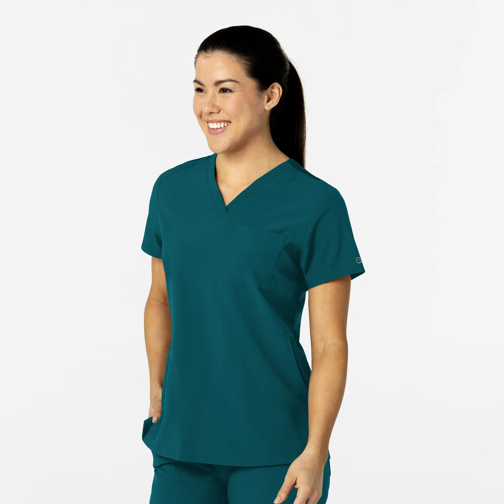 Wink Scrubs Women's W123 Flex-n-Reach V-Neck Scrub Top Caribbean Blue | scrub-supply.com