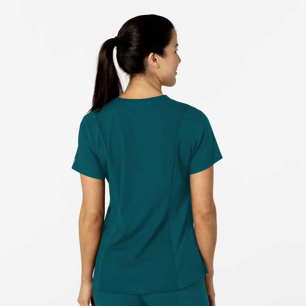 Wink Scrubs Women's W123 Flex-n-Reach V-Neck Scrub Top Caribbean Blue | scrub-supply.com