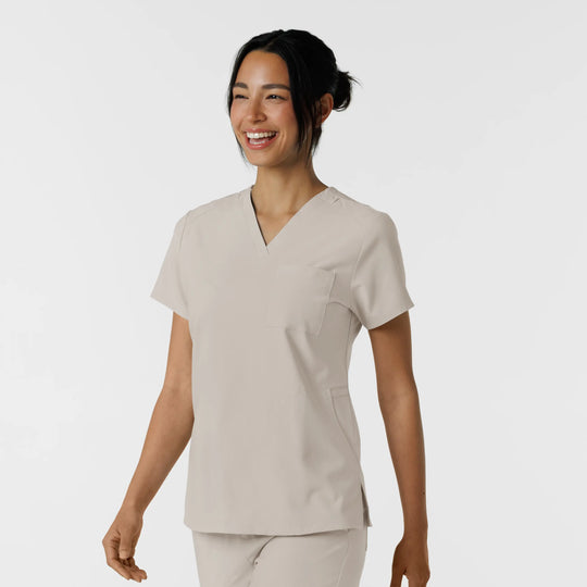 Wink Scrubs Women's W123 Flex-n-Reach V-Neck Scrub Top Cloud | scrub-supply.com