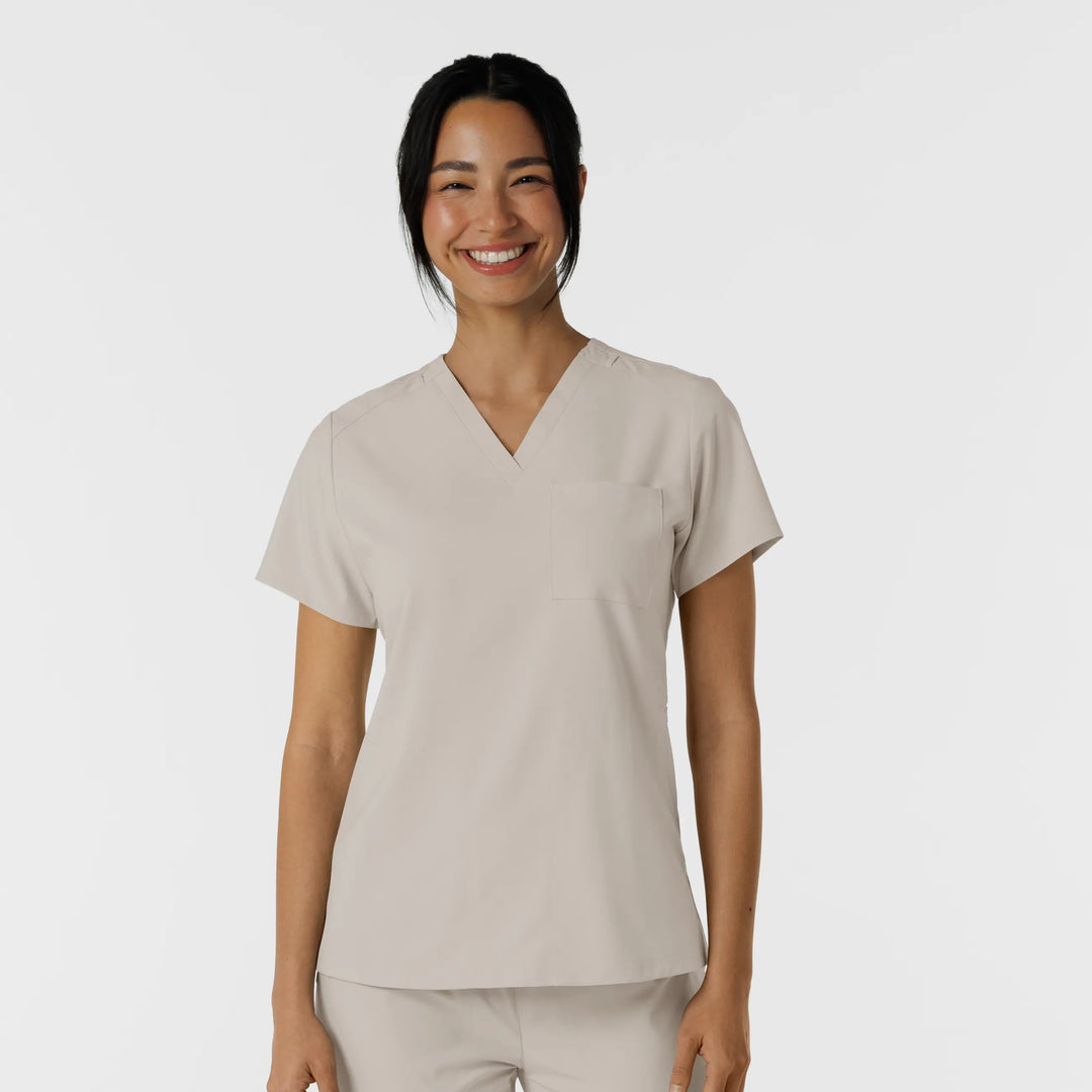 Wink Scrubs Women's W123 Flex-n-Reach V-Neck Scrub Top Cloud | scrub-supply.com