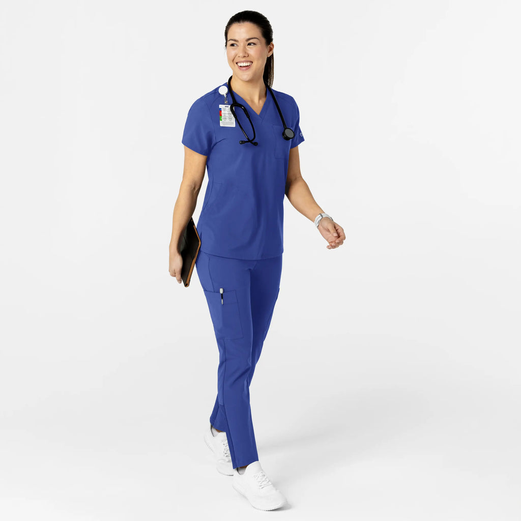 Wink Scrubs Women's W123 Flex-n-Reach V-Neck Scrub Top Galaxy Blue | scrub-supply.com