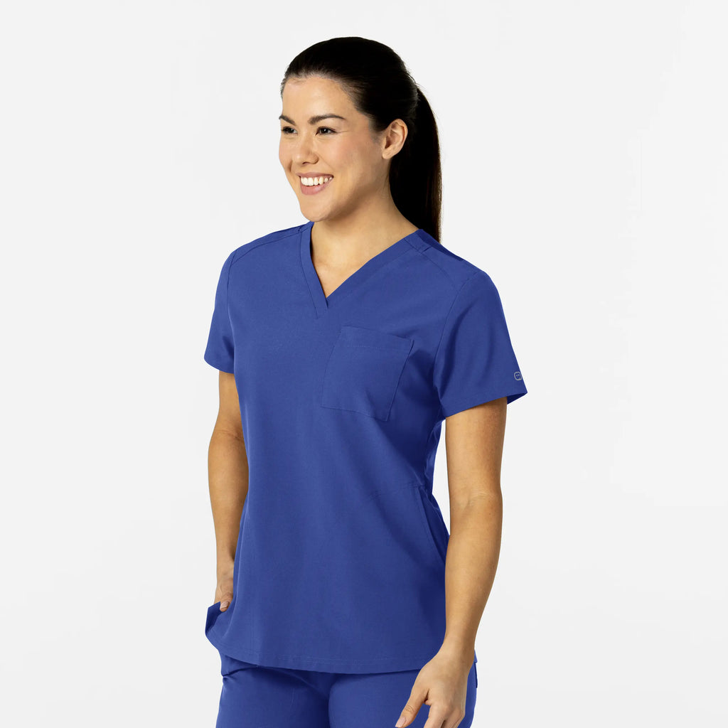 Wink Scrubs Women's W123 Flex-n-Reach V-Neck Scrub Top Galaxy Blue | scrub-supply.com
