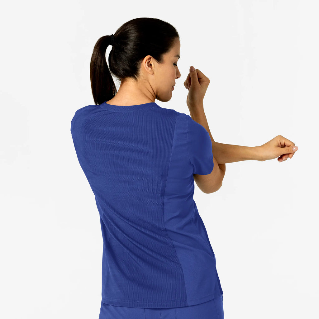 Wink Scrubs Women's W123 Flex-n-Reach V-Neck Scrub Top Galaxy Blue | scrub-supply.com