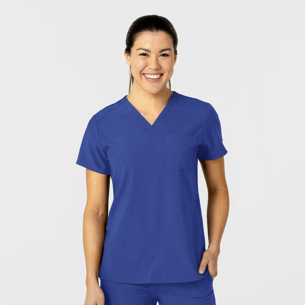 Wink Scrubs Women's W123 Flex-n-Reach V-Neck Scrub Top Galaxy Blue | scrub-supply.com
