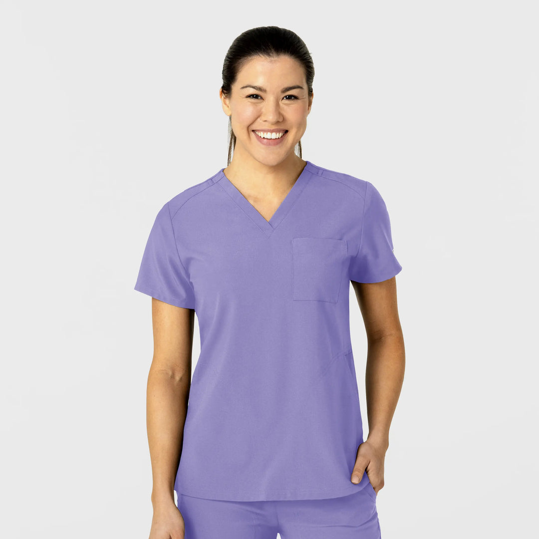 Wink Scrubs Women's W123 Flex-n-Reach V-Neck Scrub Top Iris Purple | scrub-supply.com