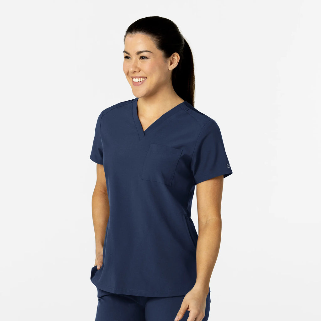 Wink Scrubs Women's W123 Flex-n-Reach V-Neck Scrub Top Navy | scrub-supply.com