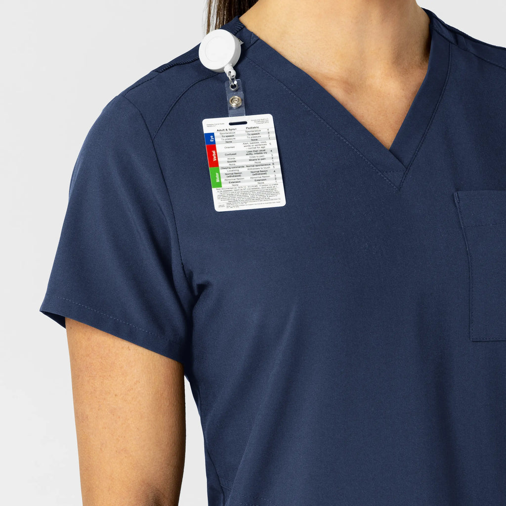 Wink Scrubs Women's W123 Flex-n-Reach V-Neck Scrub Top Navy | scrub-supply.com