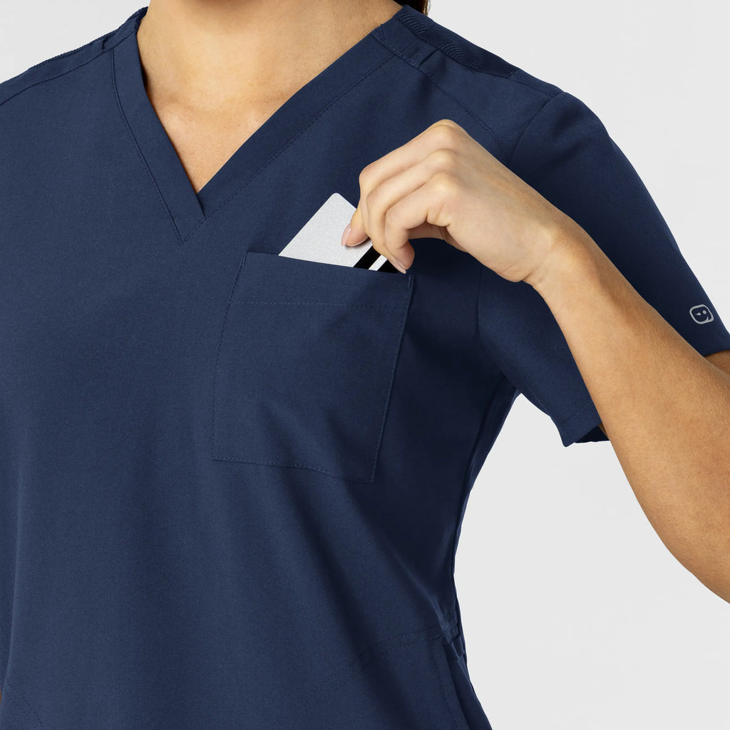 Wink Scrubs Women's W123 Flex-n-Reach V-Neck Scrub Top Navy | scrub-supply.com