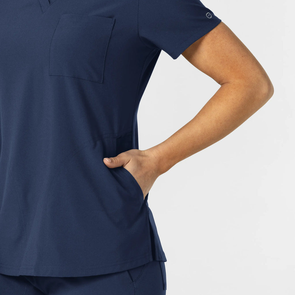 Wink Scrubs Women's W123 Flex-n-Reach V-Neck Scrub Top Navy | scrub-supply.com