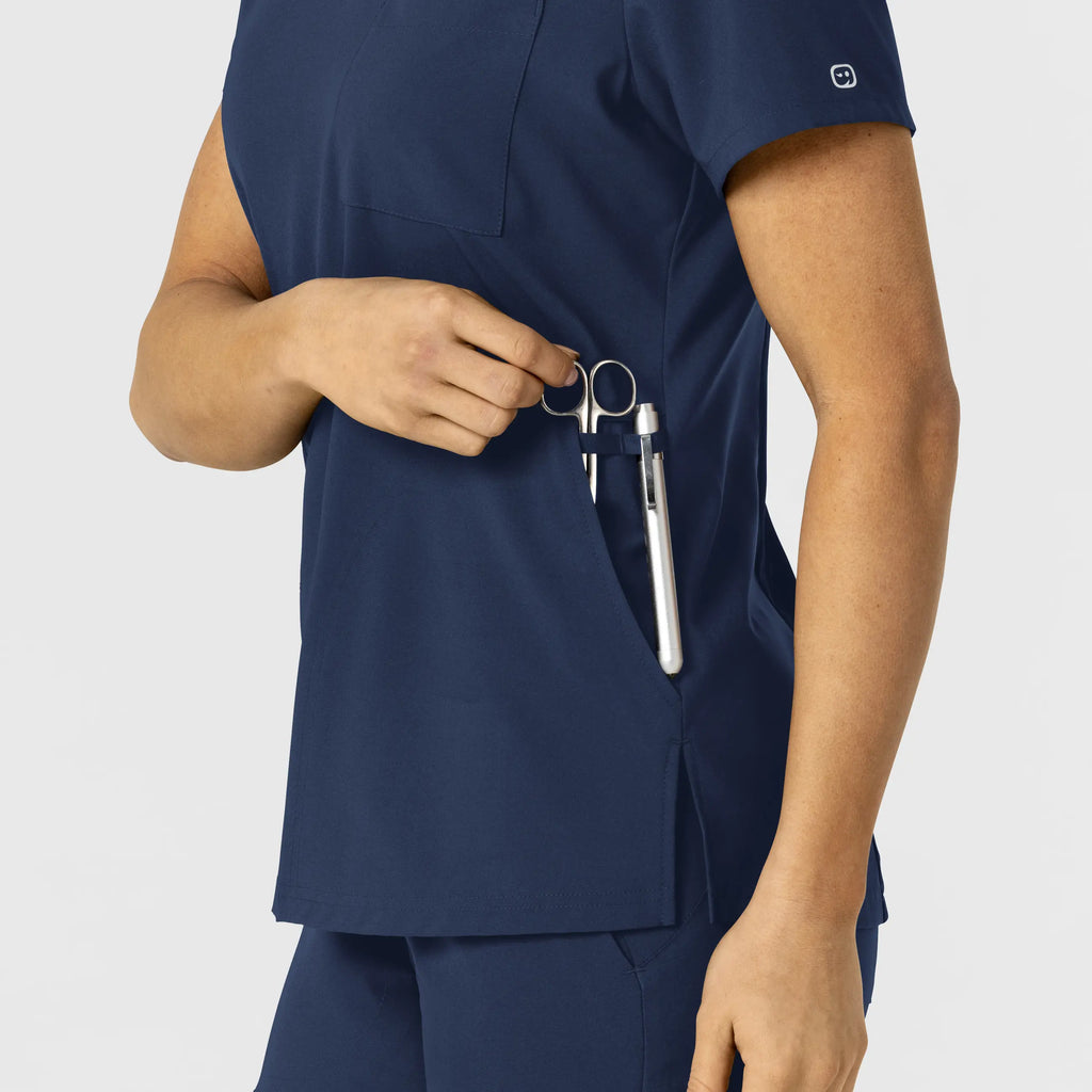 Wink Scrubs Women's W123 Flex-n-Reach V-Neck Scrub Top Navy | scrub-supply.com