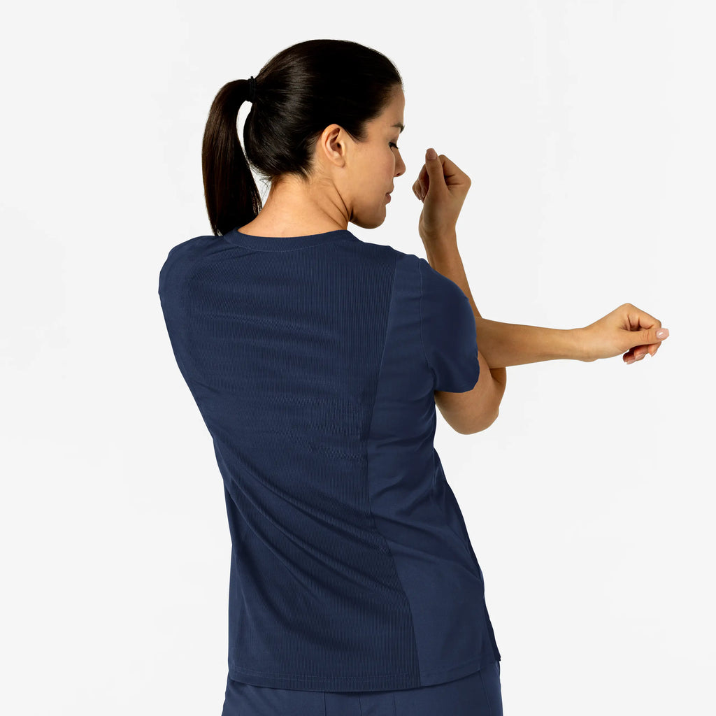 Wink Scrubs Women's W123 Flex-n-Reach V-Neck Scrub Top Navy | scrub-supply.com