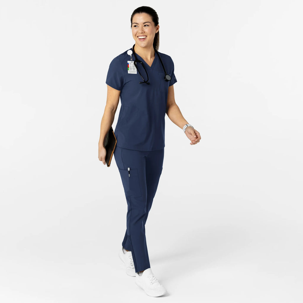 Wink Scrubs Women's W123 Flex-n-Reach V-Neck Scrub Top Navy | scrub-supply.com