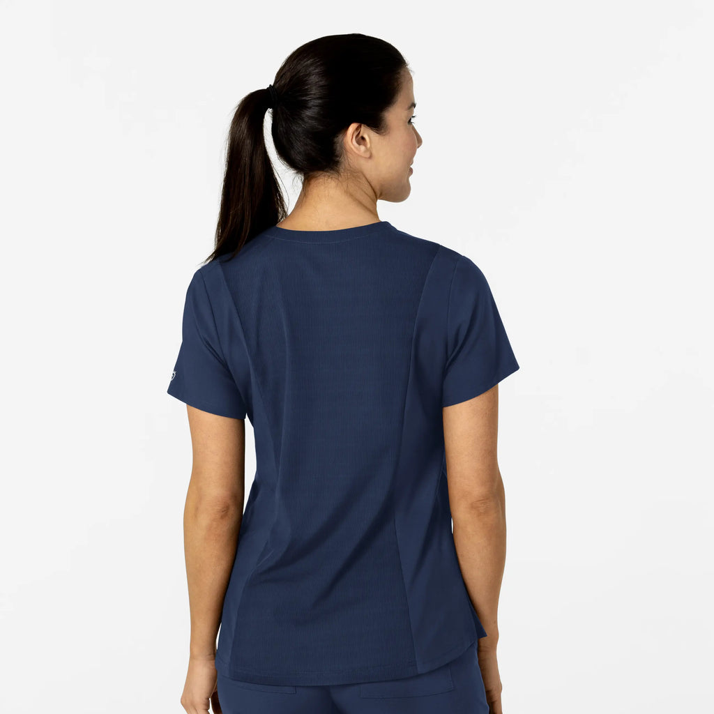 Wink Scrubs Women's W123 Flex-n-Reach V-Neck Scrub Top Navy | scrub-supply.com