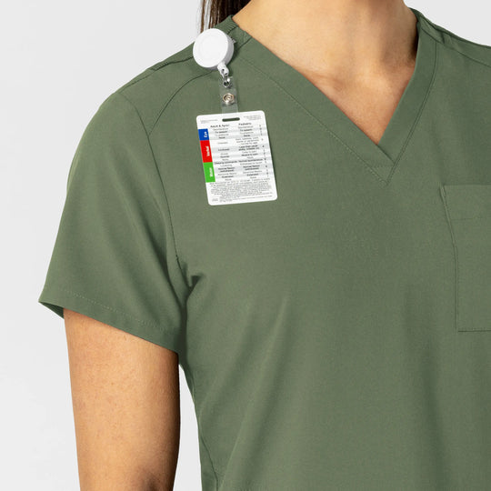 Wink Scrubs Women's W123 Flex-n-Reach V-Neck Scrub Top Olive | scrub-supply.com