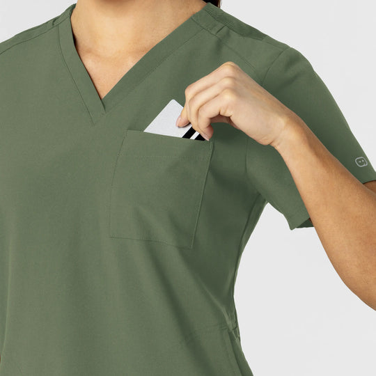 Wink Scrubs Women's W123 Flex-n-Reach V-Neck Scrub Top Olive | scrub-supply.com