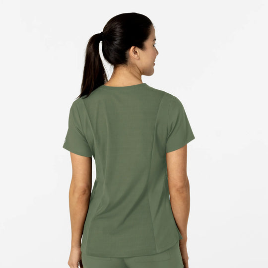 Wink Scrubs Women's W123 Flex-n-Reach V-Neck Scrub Top Olive | scrub-supply.com