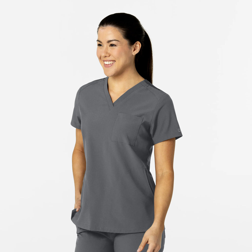 Wink Scrubs Women's W123 Flex-n-Reach V-Neck Scrub Top Pewter | scrub-supply.com