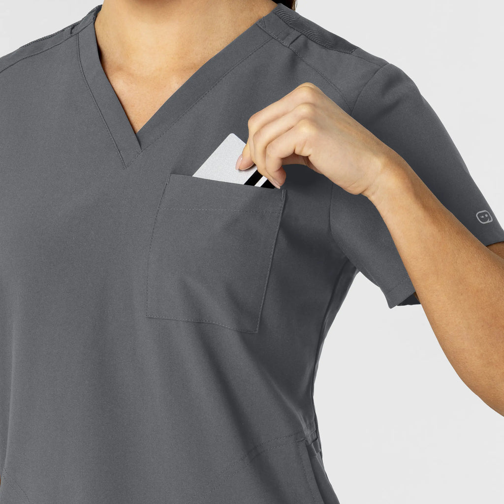 Wink Scrubs Women's W123 Flex-n-Reach V-Neck Scrub Top Pewter | scrub-supply.com