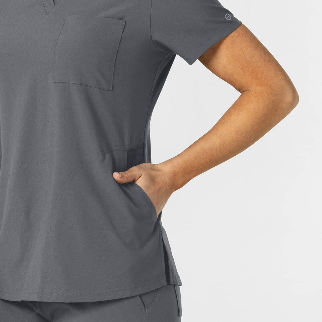 Wink Scrubs Women's W123 Flex-n-Reach V-Neck Scrub Top Pewter | scrub-supply.com