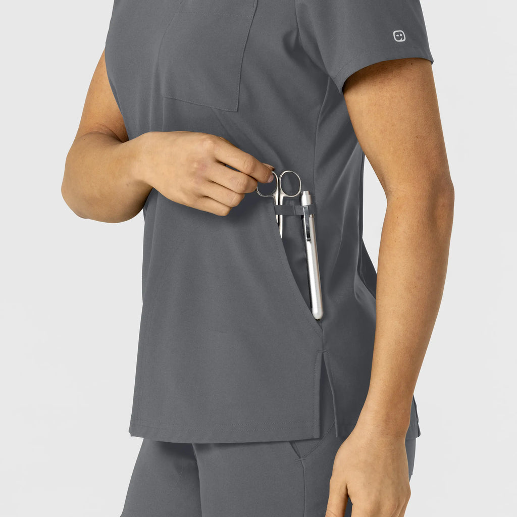 Wink Scrubs Women's W123 Flex-n-Reach V-Neck Scrub Top Pewter | scrub-supply.com