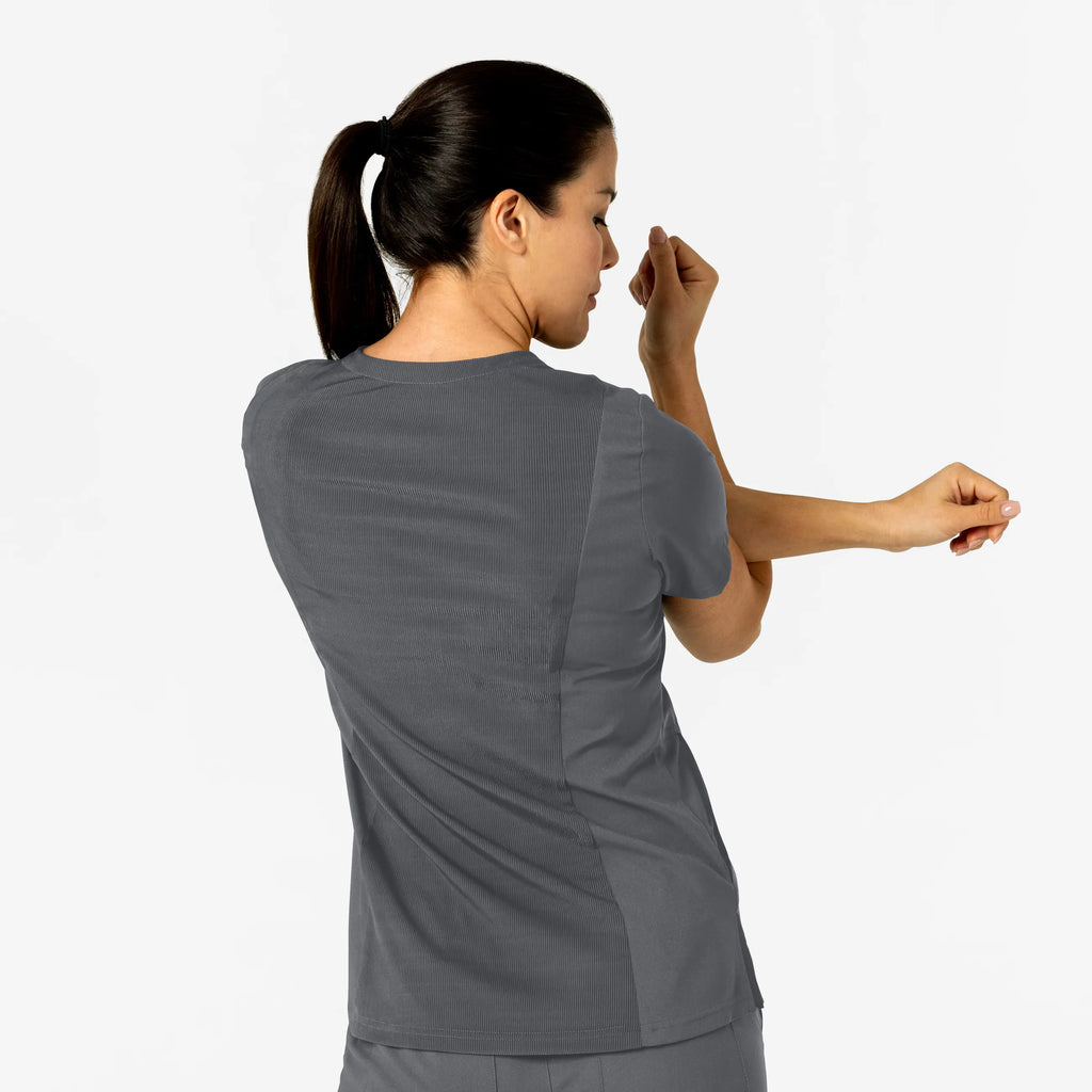 Wink Scrubs Women's W123 Flex-n-Reach V-Neck Scrub Top Pewter | scrub-supply.com