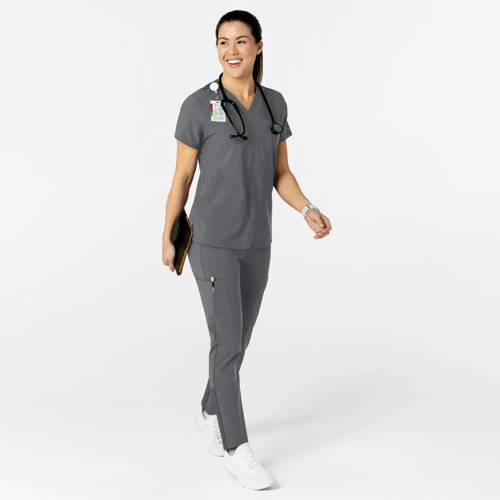 Wink Scrubs Women's W123 Flex-n-Reach V-Neck Scrub Top Pewter | scrub-supply.com