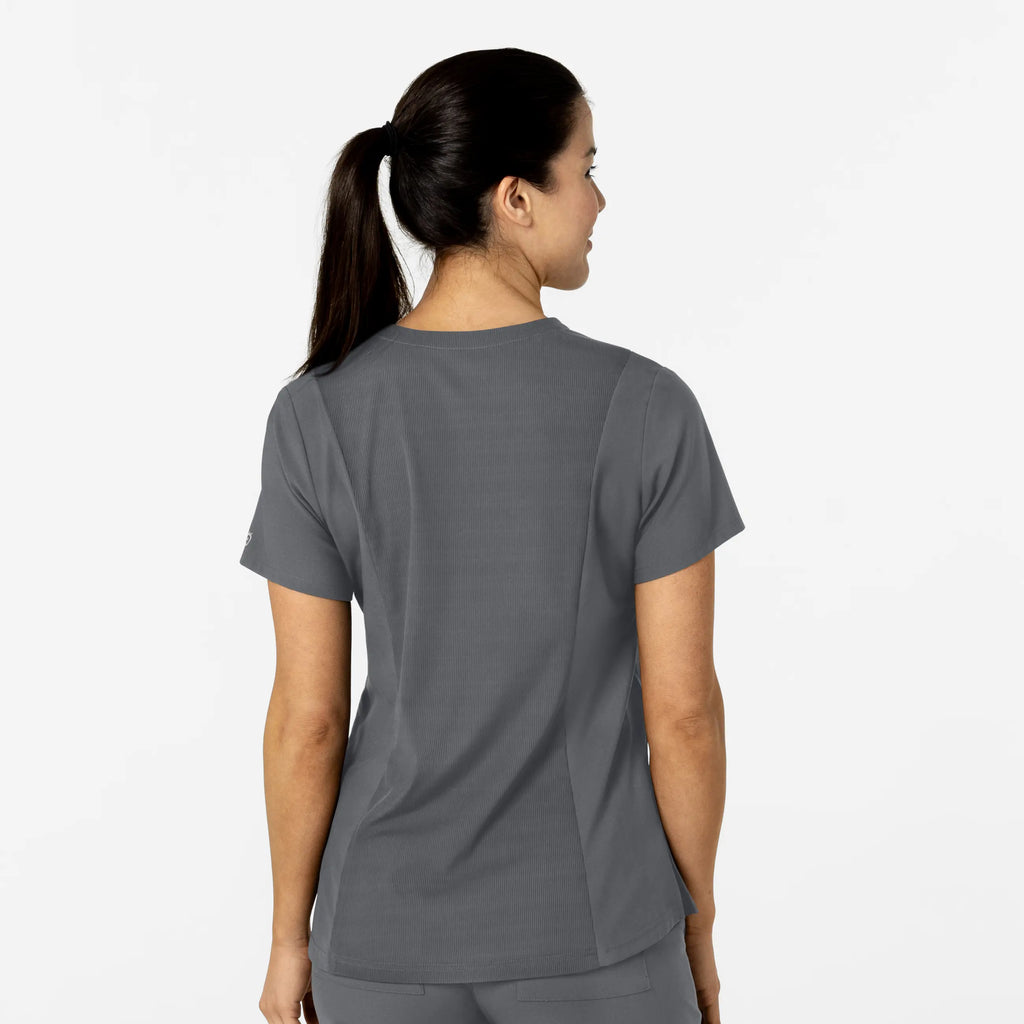 Wink Scrubs Women's W123 Flex-n-Reach V-Neck Scrub Top Pewter | scrub-supply.com