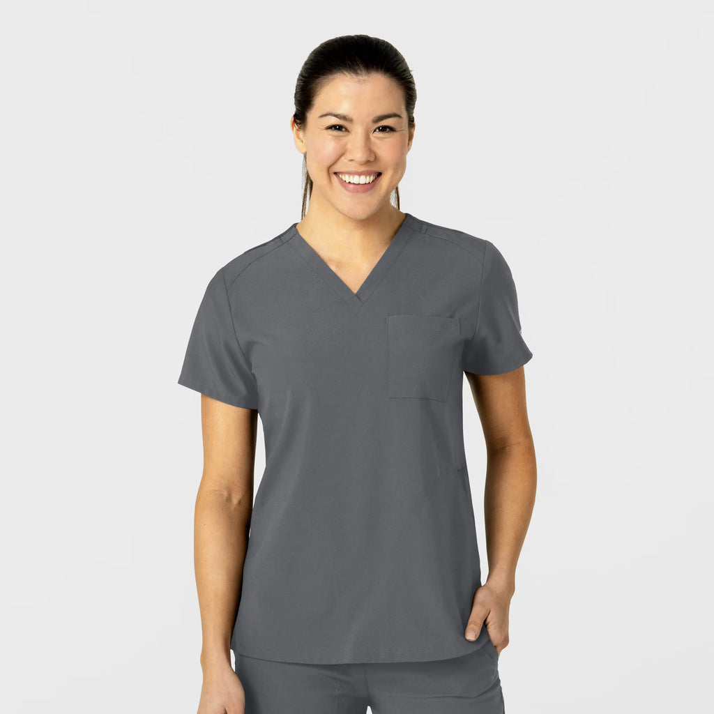 Wink Scrubs Women's W123 Flex-n-Reach V-Neck Scrub Top Pewter | scrub-supply.com