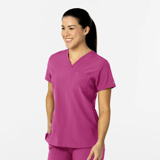 Wink Scrubs Women's W123 Flex-n-Reach V-Neck Scrub Top Raspberry | scrub-supply.com