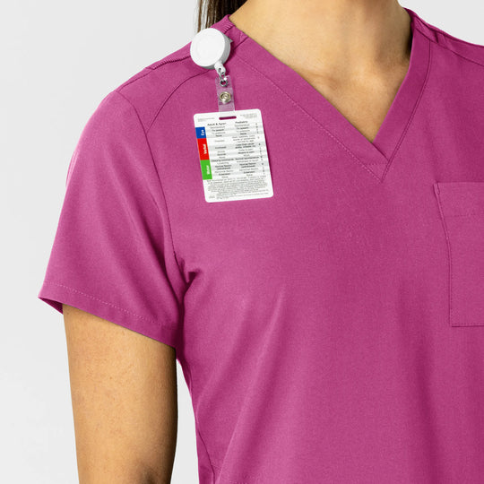 Wink Scrubs Women's W123 Flex-n-Reach V-Neck Scrub Top Raspberry | scrub-supply.com