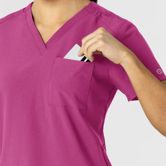 Wink Scrubs Women's W123 Flex-n-Reach V-Neck Scrub Top Raspberry | scrub-supply.com