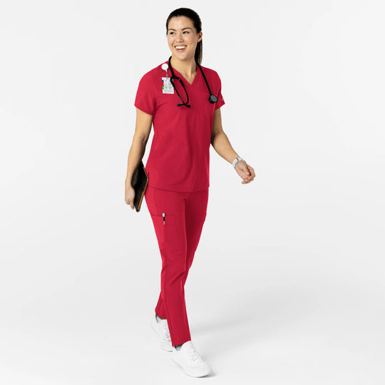 Wink Scrubs Women's W123 Flex-n-Reach V-Neck Scrub Top Red | scrub-supply.com