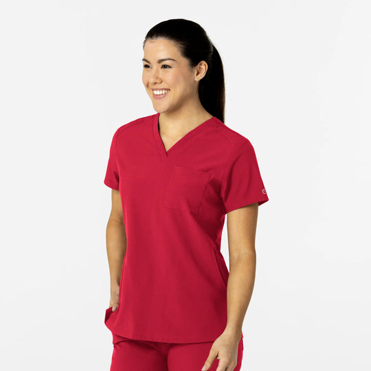 Wink Scrubs Women's W123 Flex-n-Reach V-Neck Scrub Top Red | scrub-supply.com