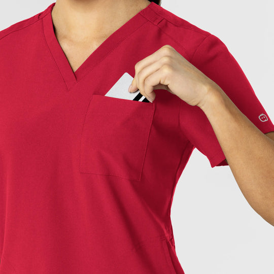 Wink Scrubs Women's W123 Flex-n-Reach V-Neck Scrub Top Red | scrub-supply.com