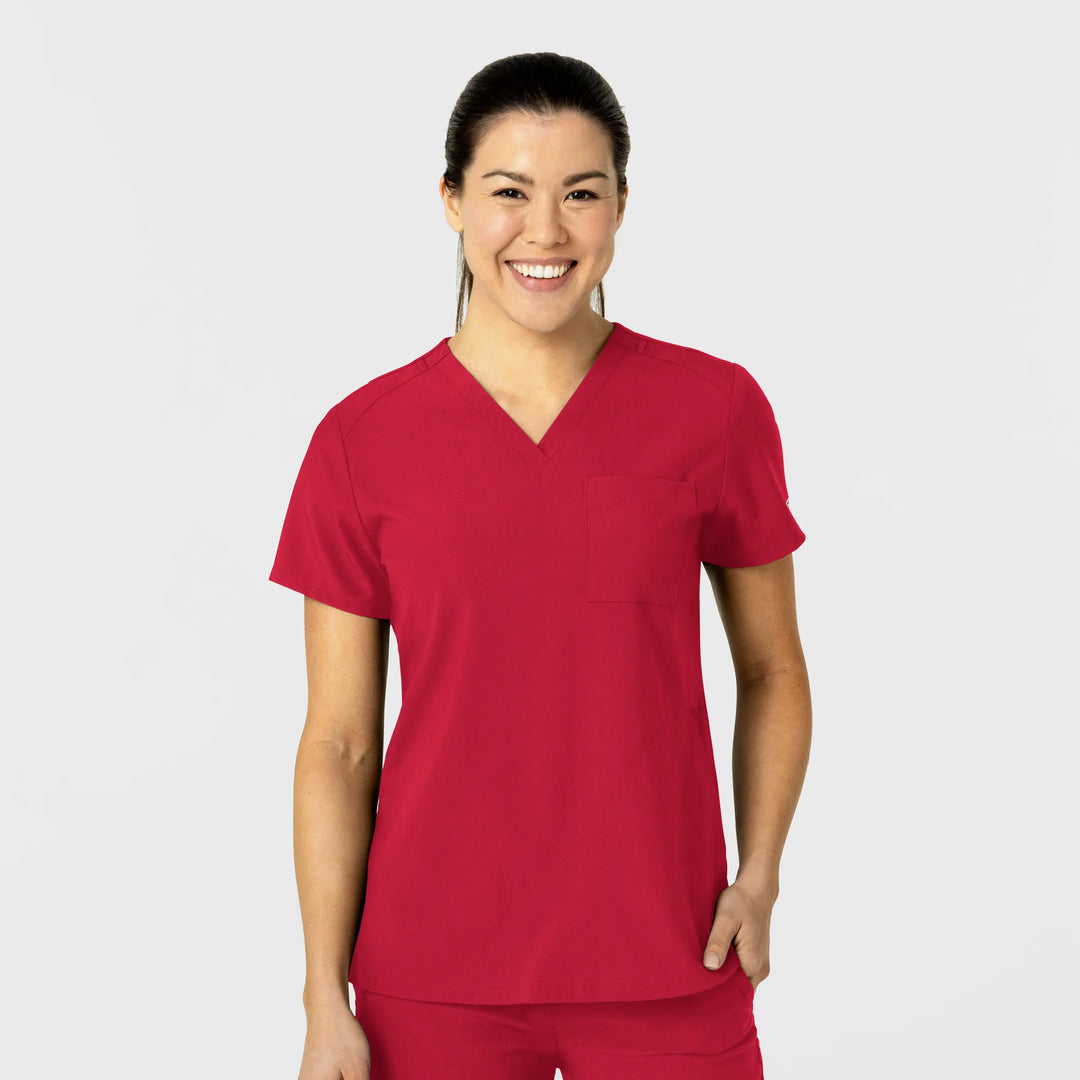 Wink Scrubs Women's W123 Flex-n-Reach V-Neck Scrub Top Red | scrub-supply.com