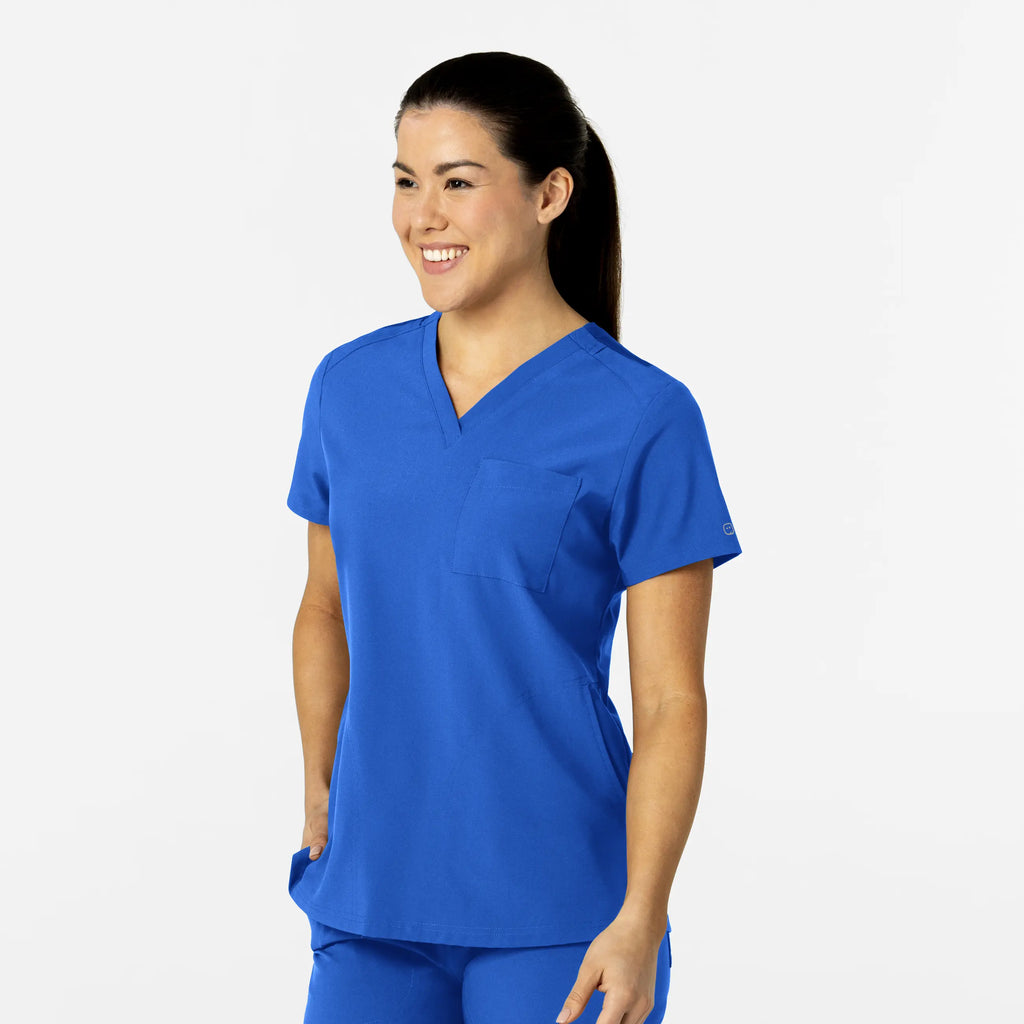 Wink Scrubs Women's W123 Flex-n-Reach V-Neck Scrub Top Royal Blue | scrub-supply.com