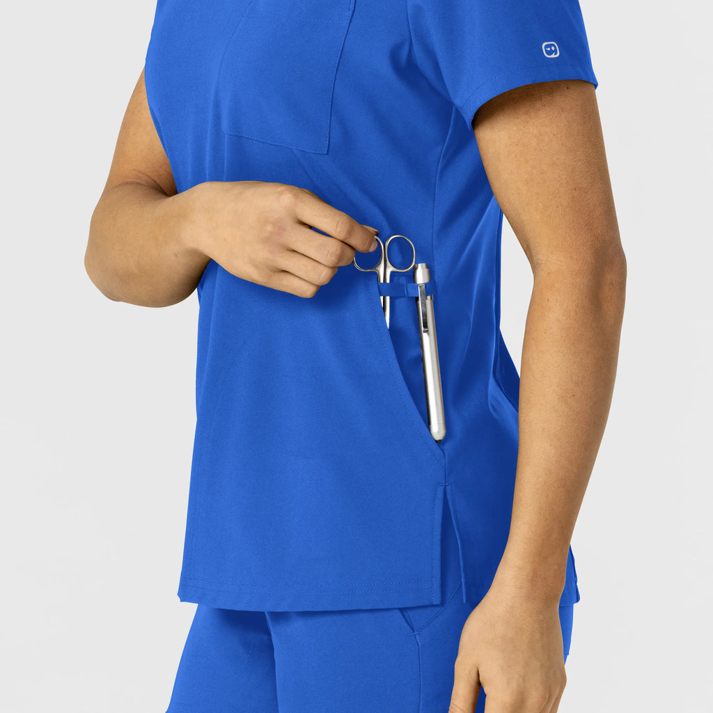 Wink Scrubs Women's W123 Flex-n-Reach V-Neck Scrub Top Royal Blue | scrub-supply.com