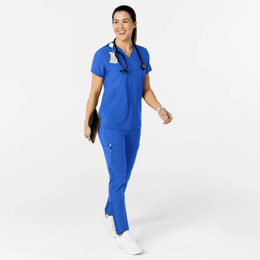 Wink Scrubs Women's W123 Flex-n-Reach V-Neck Scrub Top Royal Blue | scrub-supply.com