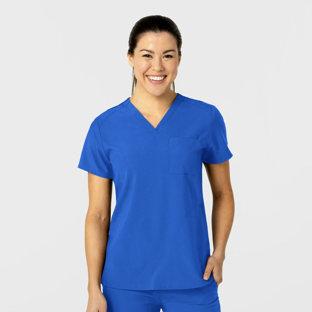 Wink Scrubs Women's W123 Flex-n-Reach V-Neck Scrub Top Royal Blue | scrub-supply.com