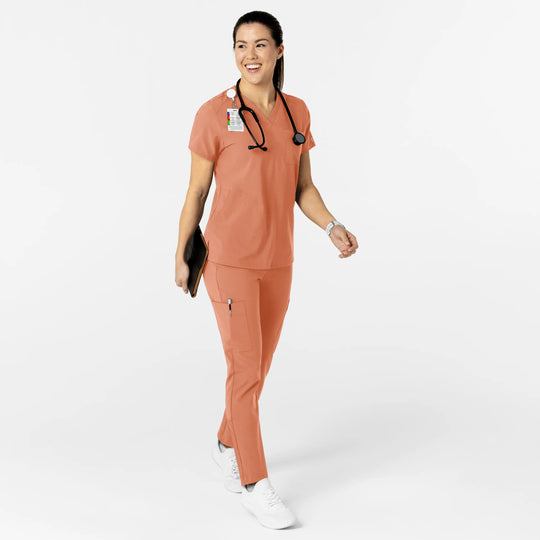 Wink Scrubs Women's W123 Flex-n-Reach V-Neck Scrub Top Terracotta | scrub-supply.com