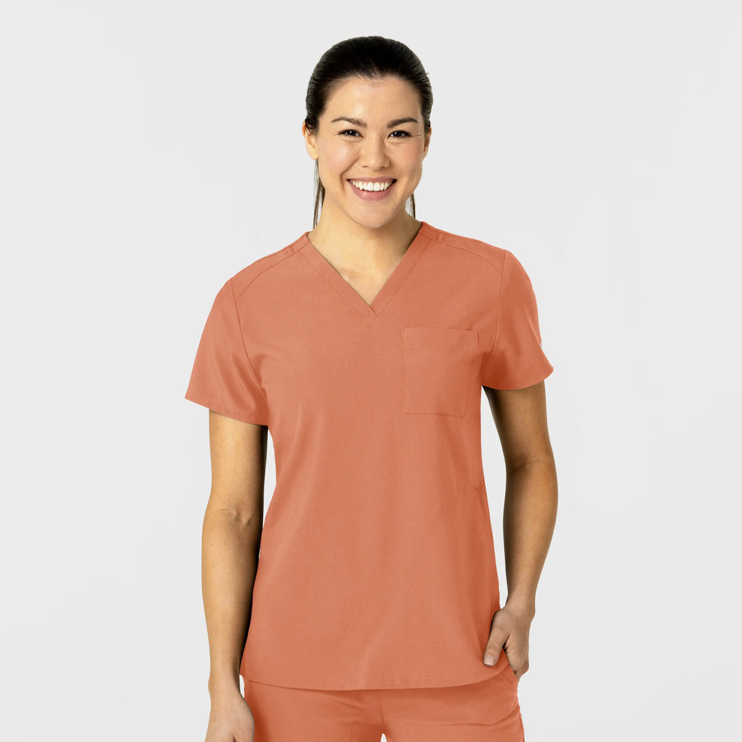 Wink Scrubs Women's W123 Flex-n-Reach V-Neck Scrub Top Terracotta | scrub-supply.com