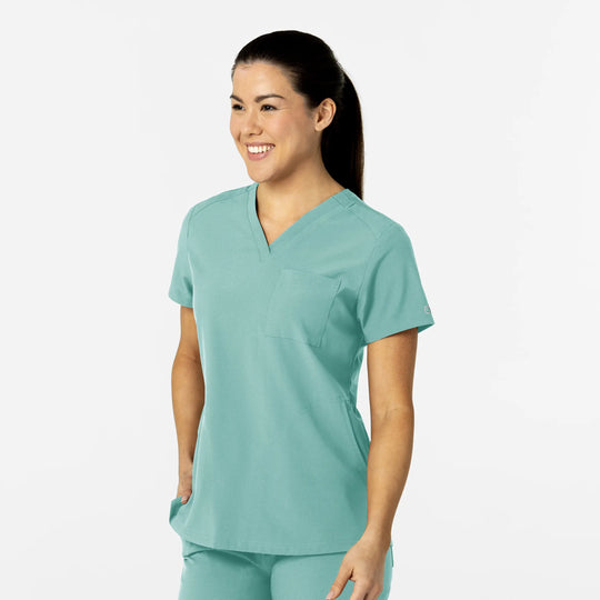 Wink Scrubs Women's W123 Flex-n-Reach V-Neck Scrub Top Turquoise | scrub-supply.com