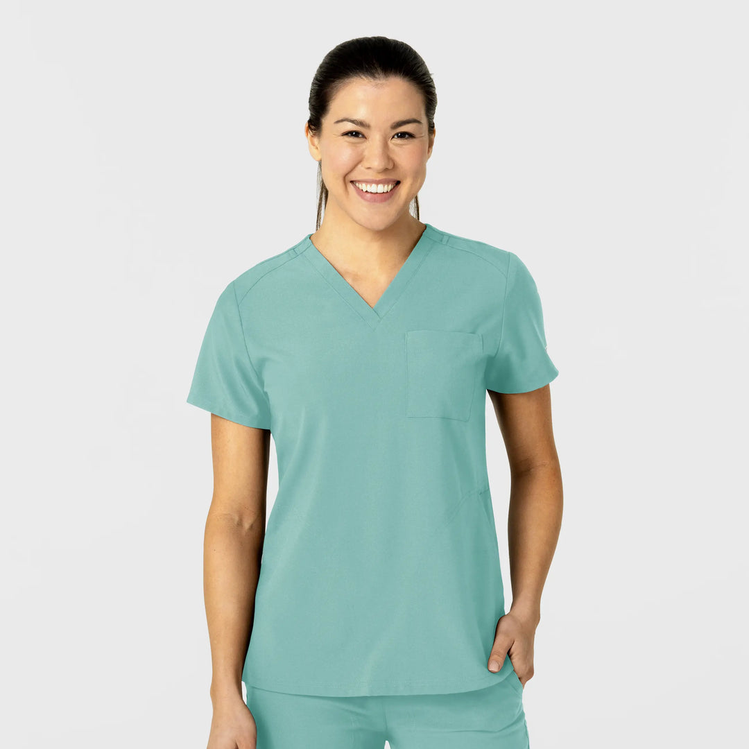 Wink Scrubs Women's W123 Flex-n-Reach V-Neck Scrub Top Turquoise | scrub-supply.com