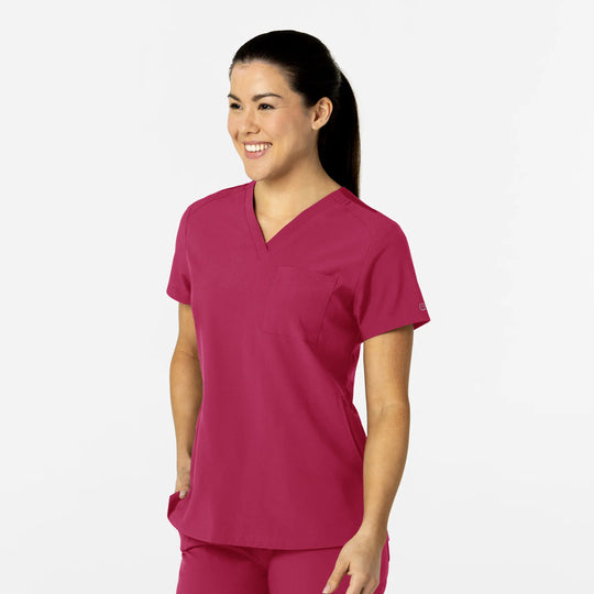 Wink Scrubs Women's W123 Flex-n-Reach V-Neck Scrub Top Viva Magenta | scrub-supply.com
