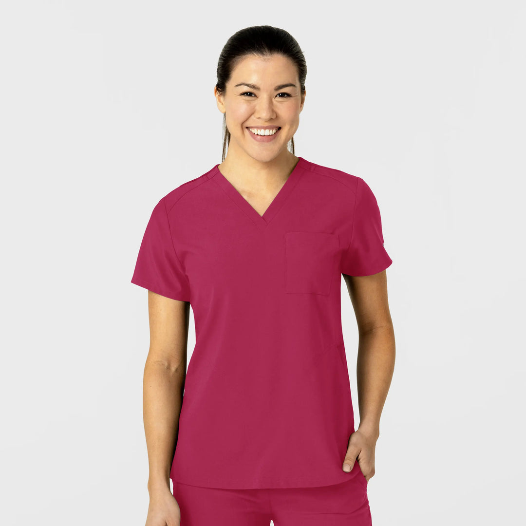Wink Scrubs Women's W123 Flex-n-Reach V-Neck Scrub Top Viva Magenta | scrub-supply.com