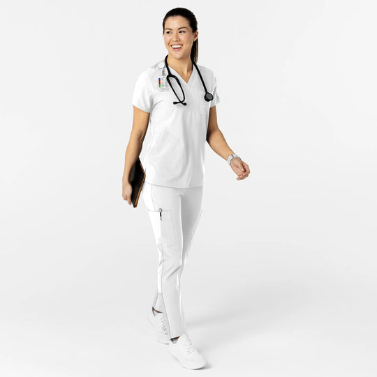 Wink Scrubs Women's W123 Flex-n-Reach V-Neck Scrub Top White | scrub-supply.com