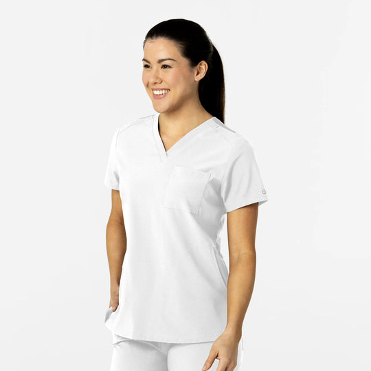 Wink Scrubs Women's W123 Flex-n-Reach V-Neck Scrub Top White | scrub-supply.com